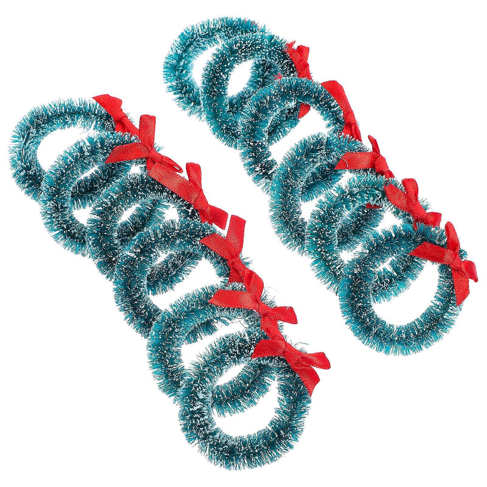 Miniature Christmas Wreath Craft Wreath for Decoration 48Pcs Blue