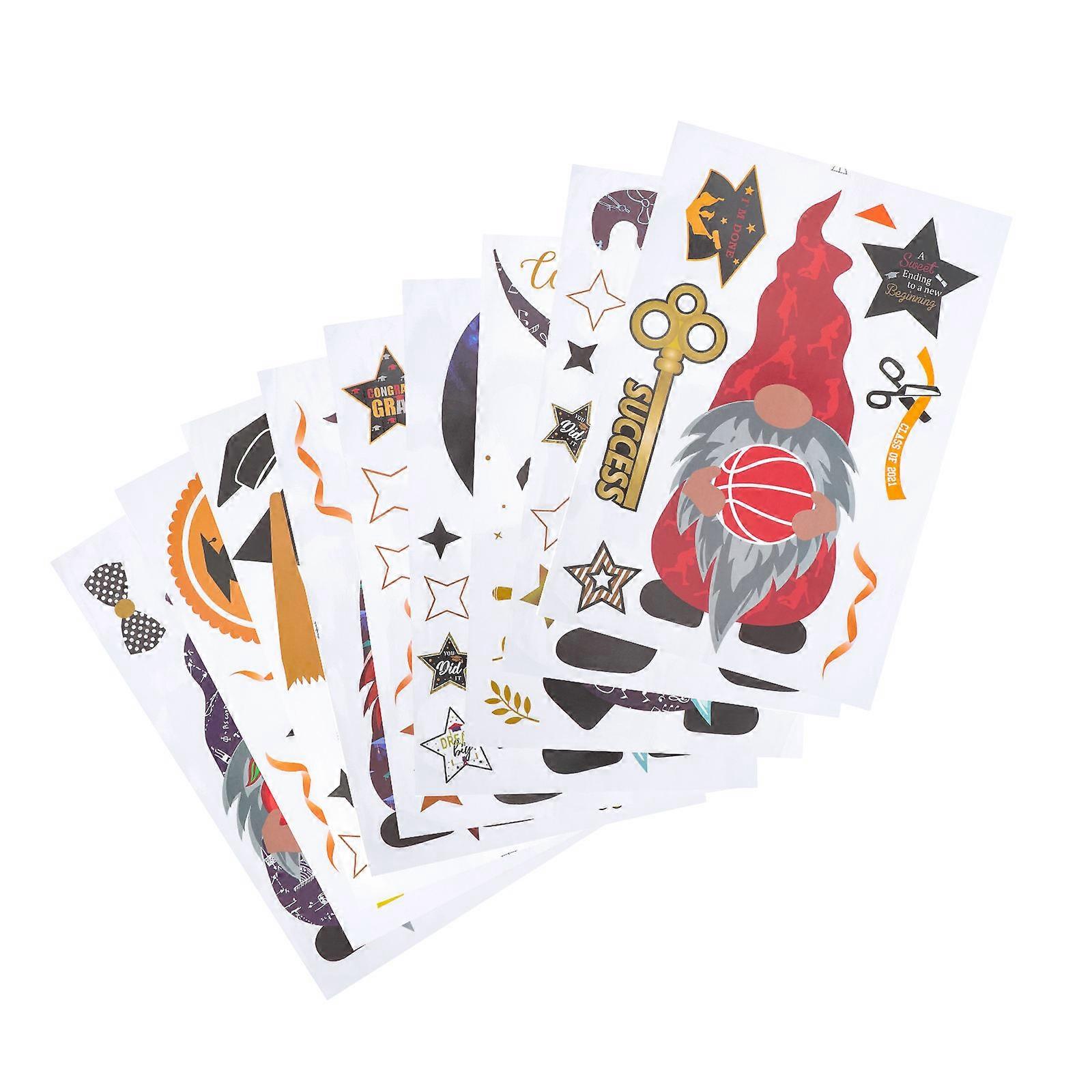 Graduation Window Sticker for Decor with 9Pcs Gnome Decal