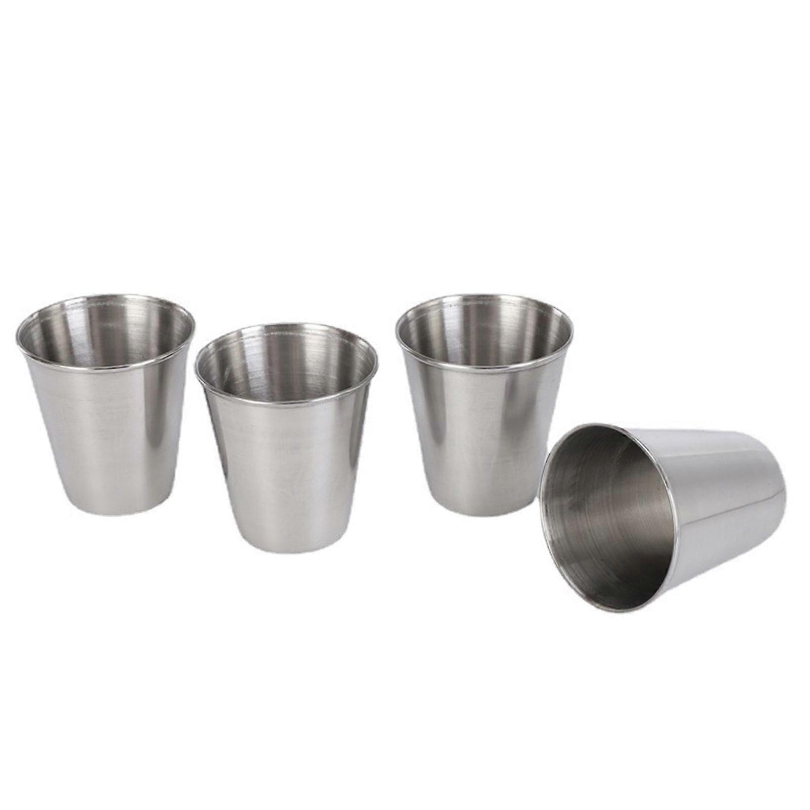 Pack of 4 Compact Camping Cups Mini Wine Mugs with Leather Case Stackable Drinking Cups Suitable for Outdoor Activities Multicolor