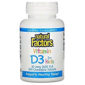 Naturliga faktorer, Vitamin D3 för barn, Jordgubbe, 10 mcg (400 IE), 100 tuggtabletter