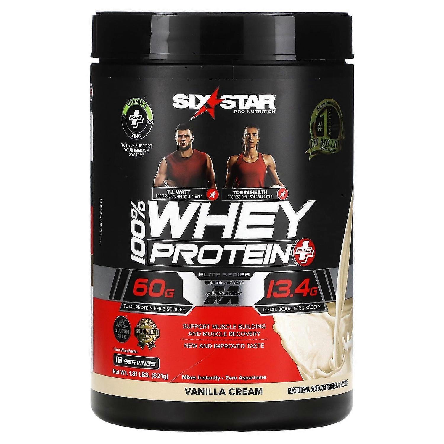 Six Star, Elite Series, 100% Whey Protein Plus, Vanilla Cream, 1.81 lbs (821 g)