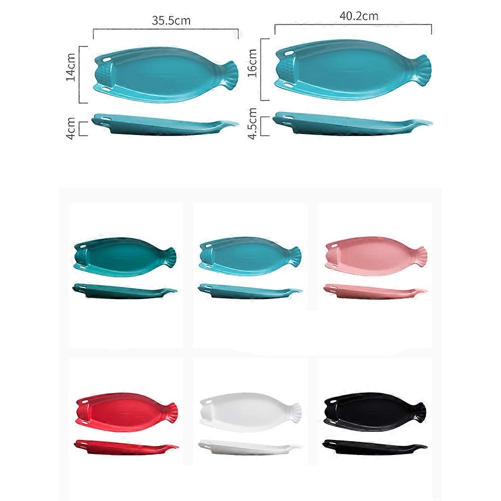 Ceramic Tableware Fish Shaped Dish for Storage 2Pcs Dark Green