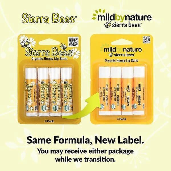 Mild By Nature, Sierra BeesÃÂÃÂ¢ÃÂÃÂÃÂÃÂ¢, Organic Lip Balms, Honey, 4 Pack, 0.15 oz (4.25 g) Each