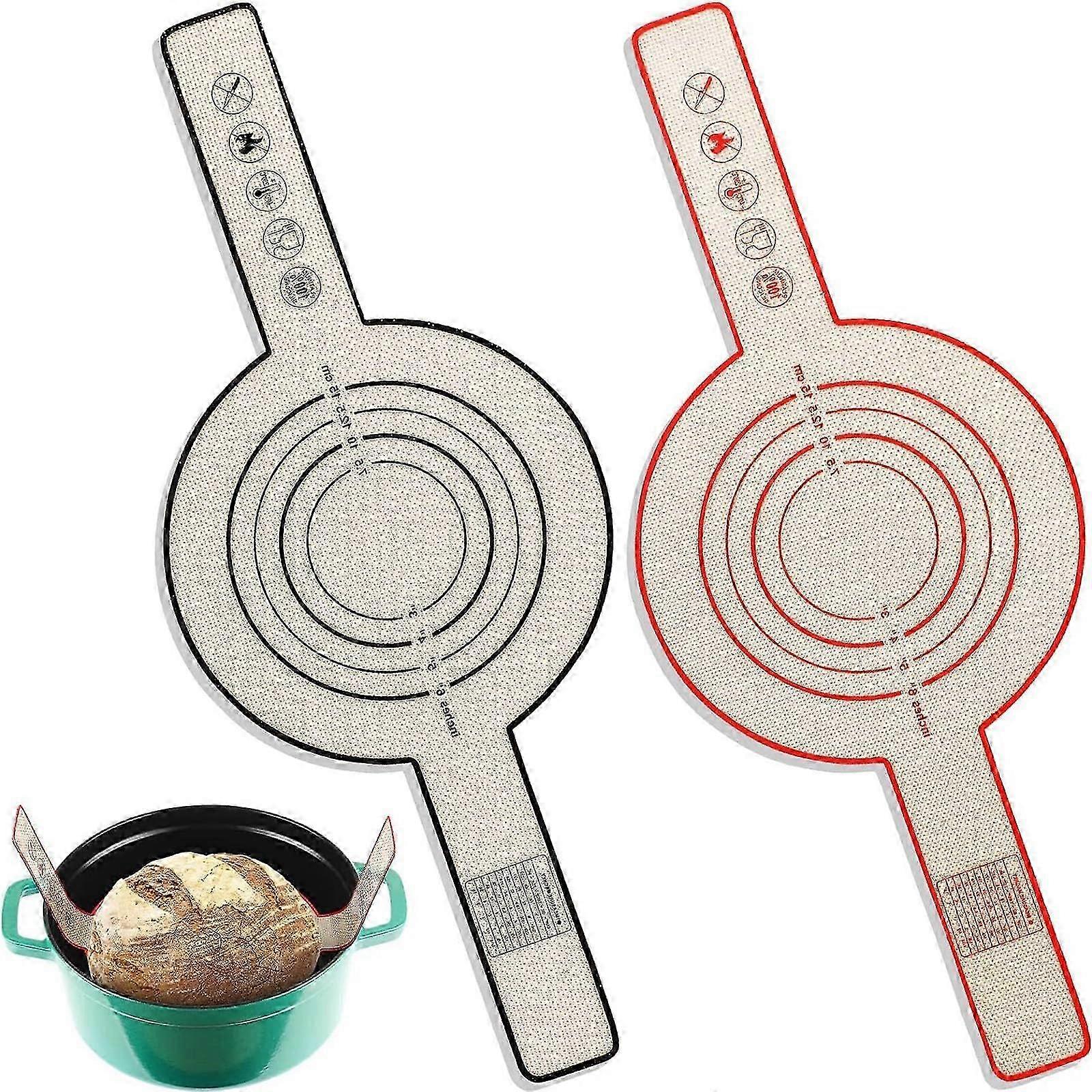 25-26 Silicone bread sling for dutch oven 2 pcs non - stick reusable baking mat with handles for easy sourdough transfer