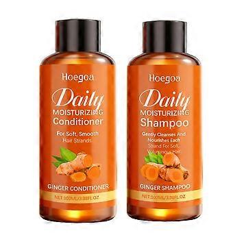Ginger Shampoo and Conditioner Set, Anti Frizz Shampoo & Keratin Moisturizing Conditioner Set Moisturizes & Smoothes for Dry, Frizzy Damaged and Color