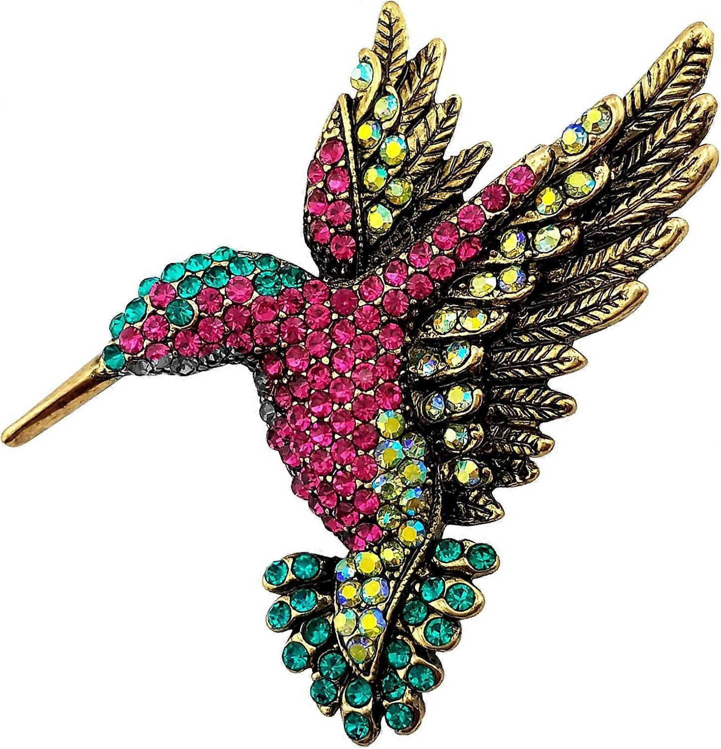 1pcs Antique Hummingbird Crystal Brooch