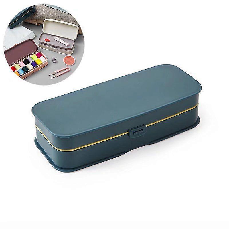 Universal Sewing Box, Sewing Kit, Sewing Thread Spools, All Purpose Embroidery Floss on Rolls and Spools in Plastic Box, Navy Blue