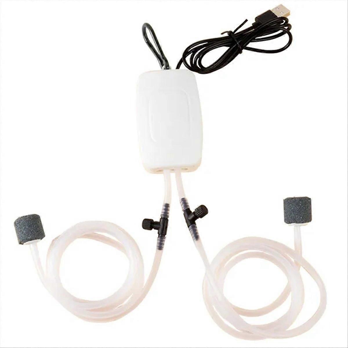 Akvarium Luftpump USB-driven luftare Akvarium Tillbehör (vit)