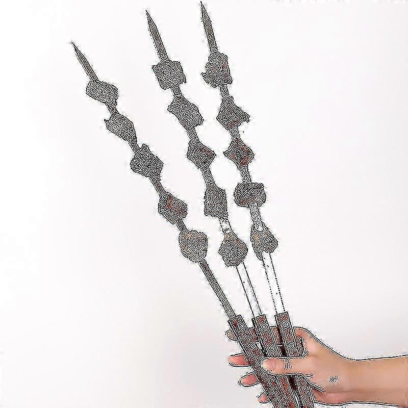 سيخ شواء ، أسياخ تركية بمقابض خشبية ، أسياخ كباب من الفولاذ المقاوم للصدأ ، لكباب كوبيده ، شواء على الطريقة التركية