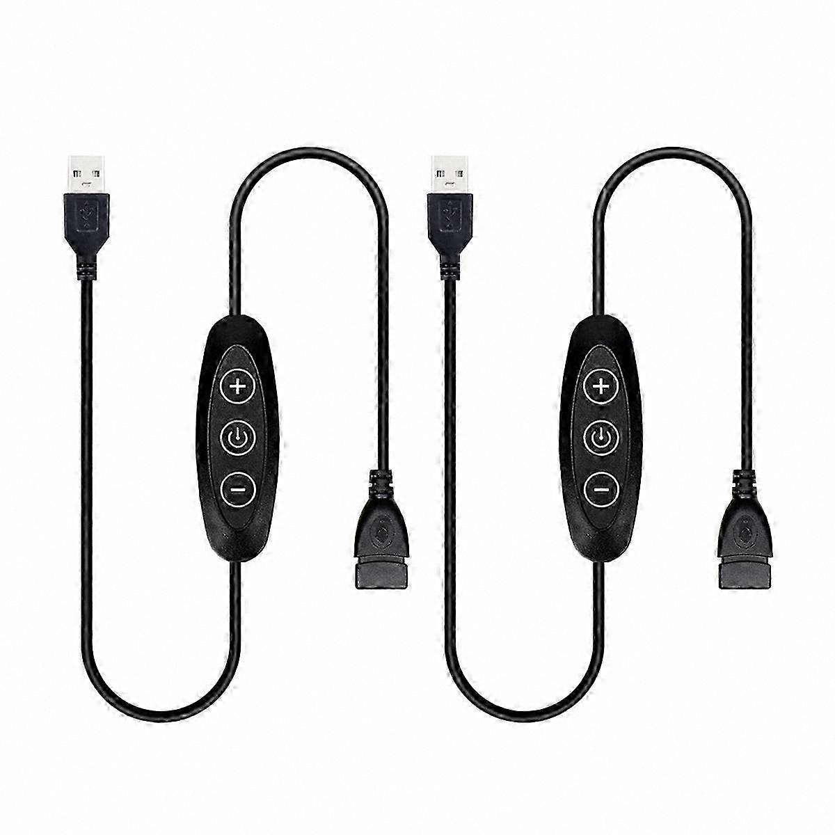 USB LED Dimmer Switch, 10-Level Adjustable Brightness, 5V Powered, 2-Pack Male to Female Adapter for Single LED Strip