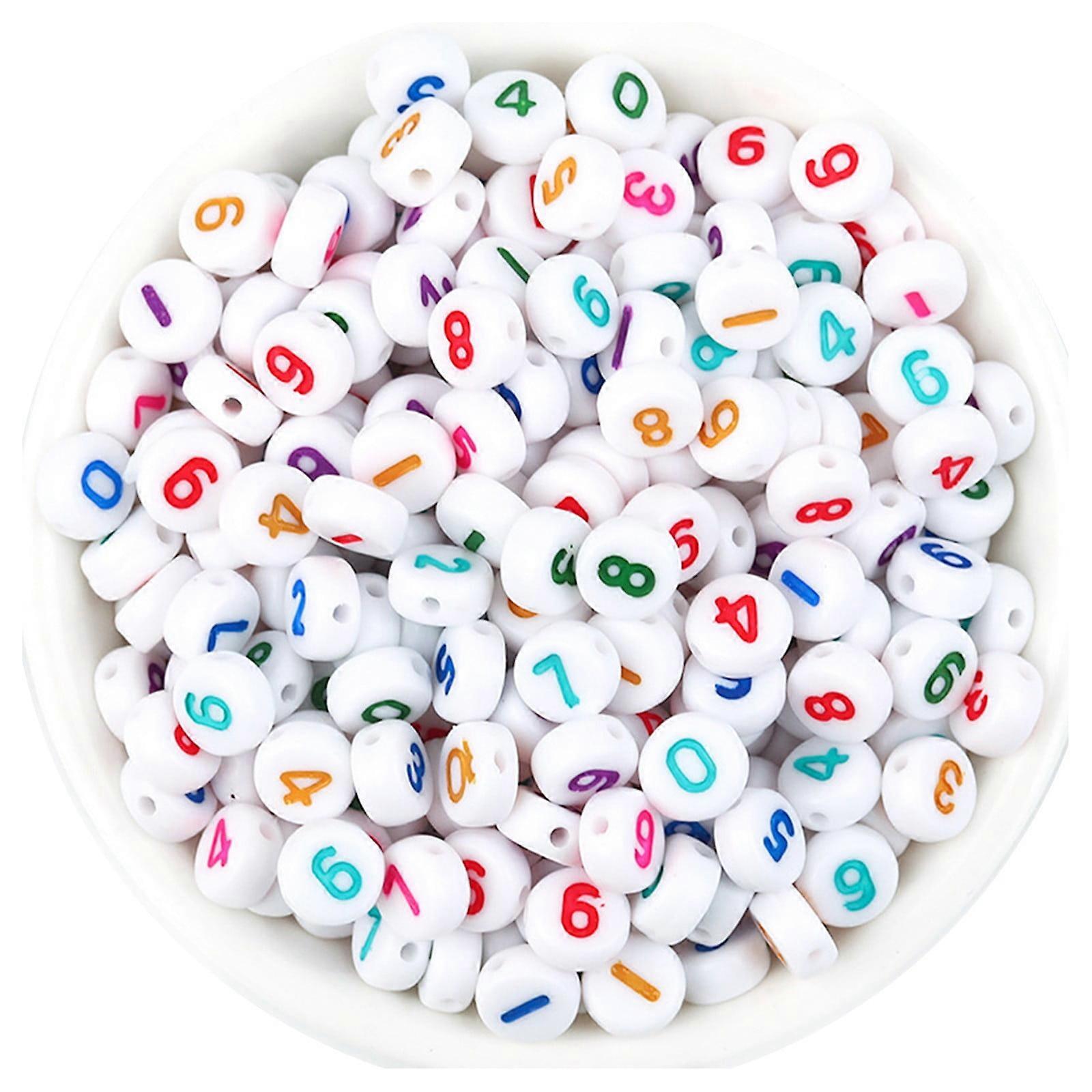 ZTTD 100Pcs/Pack Acrylic Number Loose Beads Flat Round Beads DIY Hand Beads Accessori