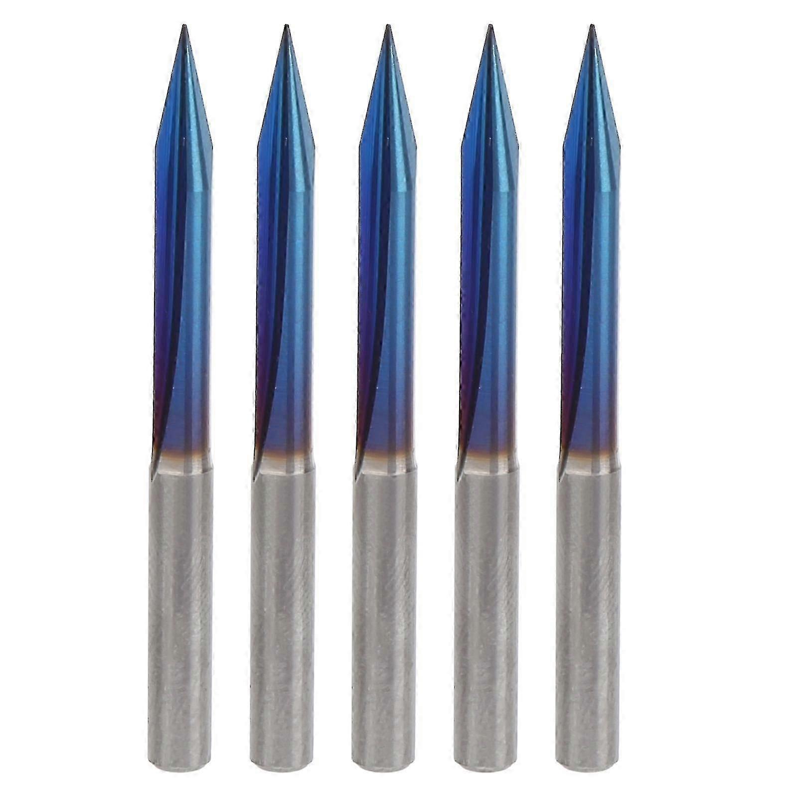 2 Flutes V Tip Engraving Bit End Mill 4mm Shank Tungsten Steel Carving Tools - 5pcs