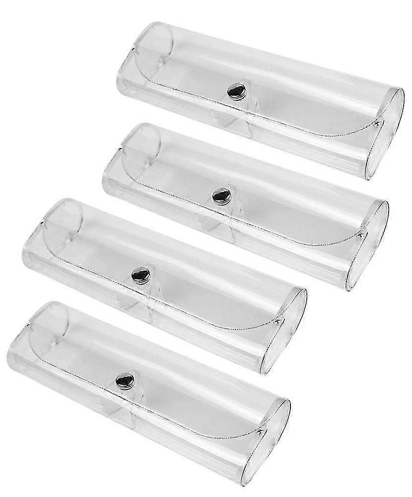 4 Pack Transparent PVC Eye Glasses Case Hard Boxes Spectacle Cases, Clear Reading Glasses Cases, Snap-Button Closure Holder