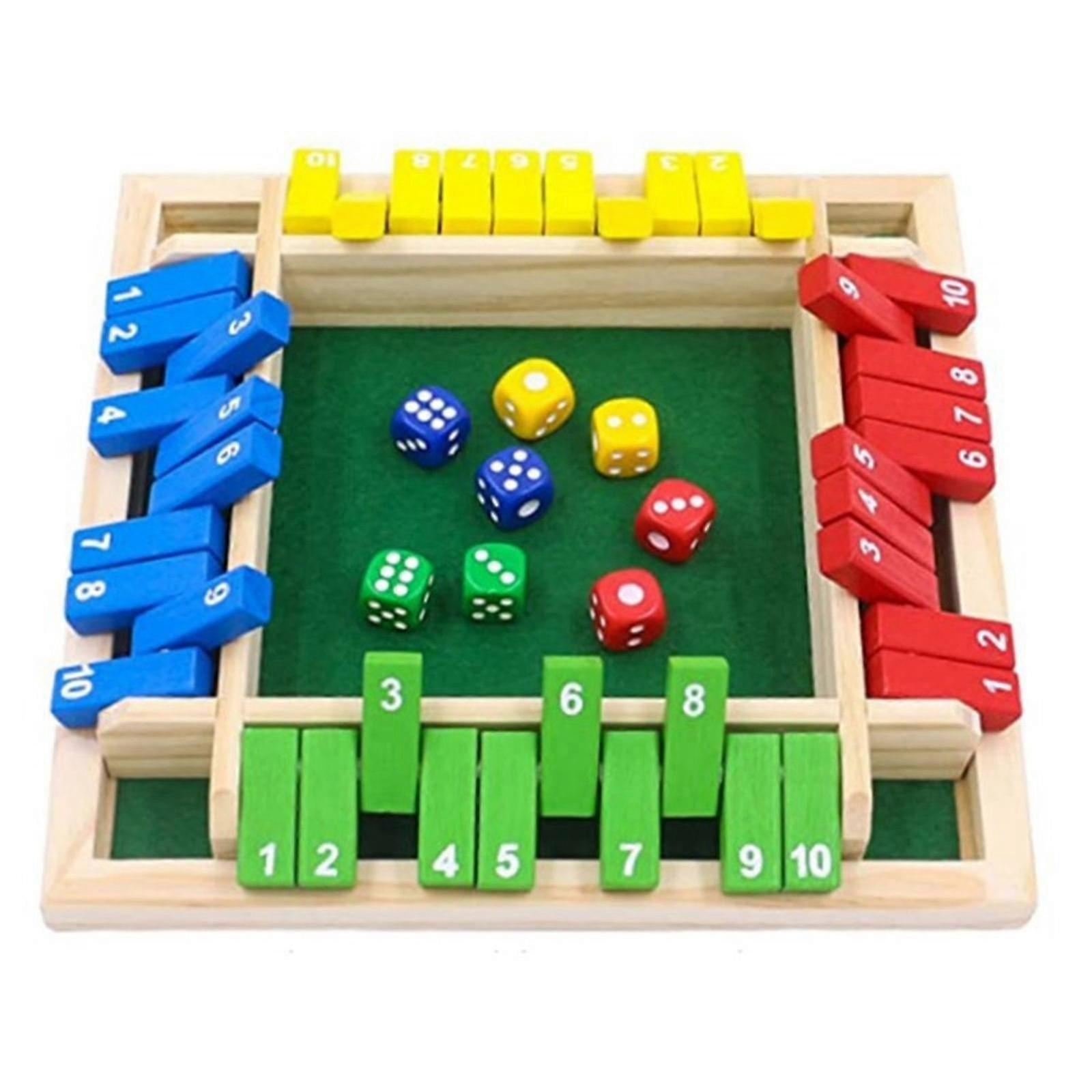 Shut the Box Dice Board Game with Colorful Number Blocks, Family Fun for Classroom