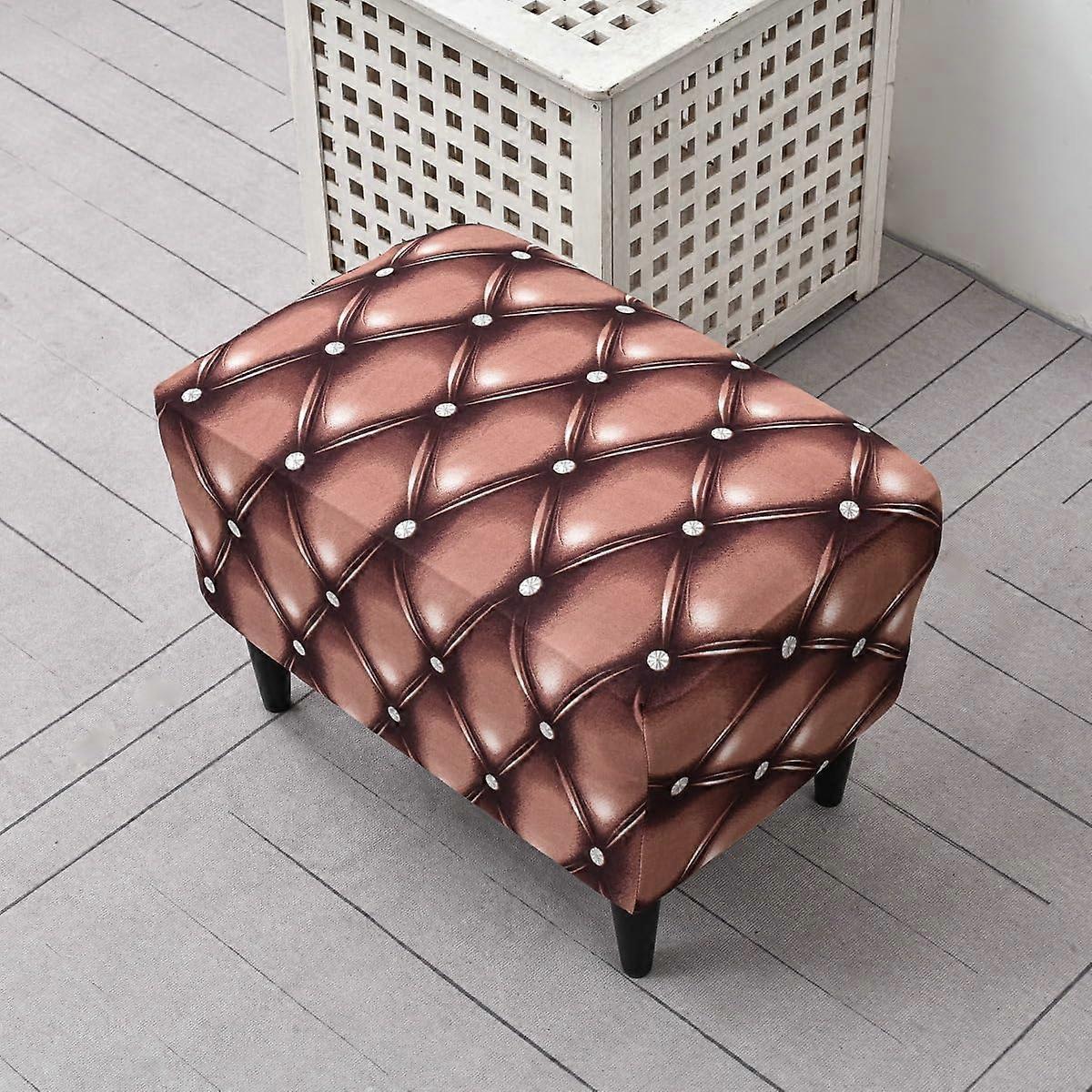 Stretch Ottoman Footrest Cover with Non Slip Elastic Bottom for Rectangular Storage Stool 15.7'x23.6' A34