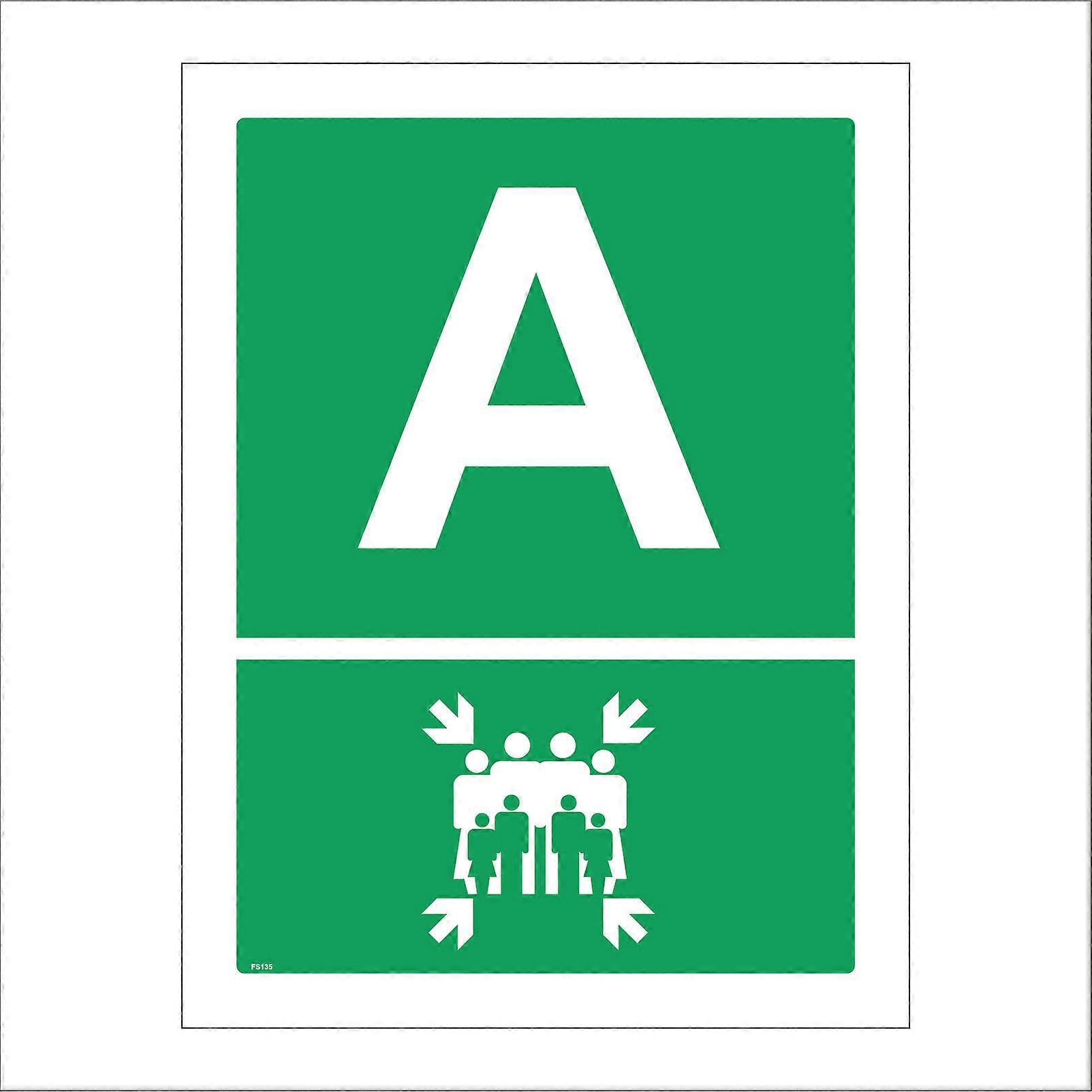 FS135 Fire Assembly Point A Sign with Arrows People
