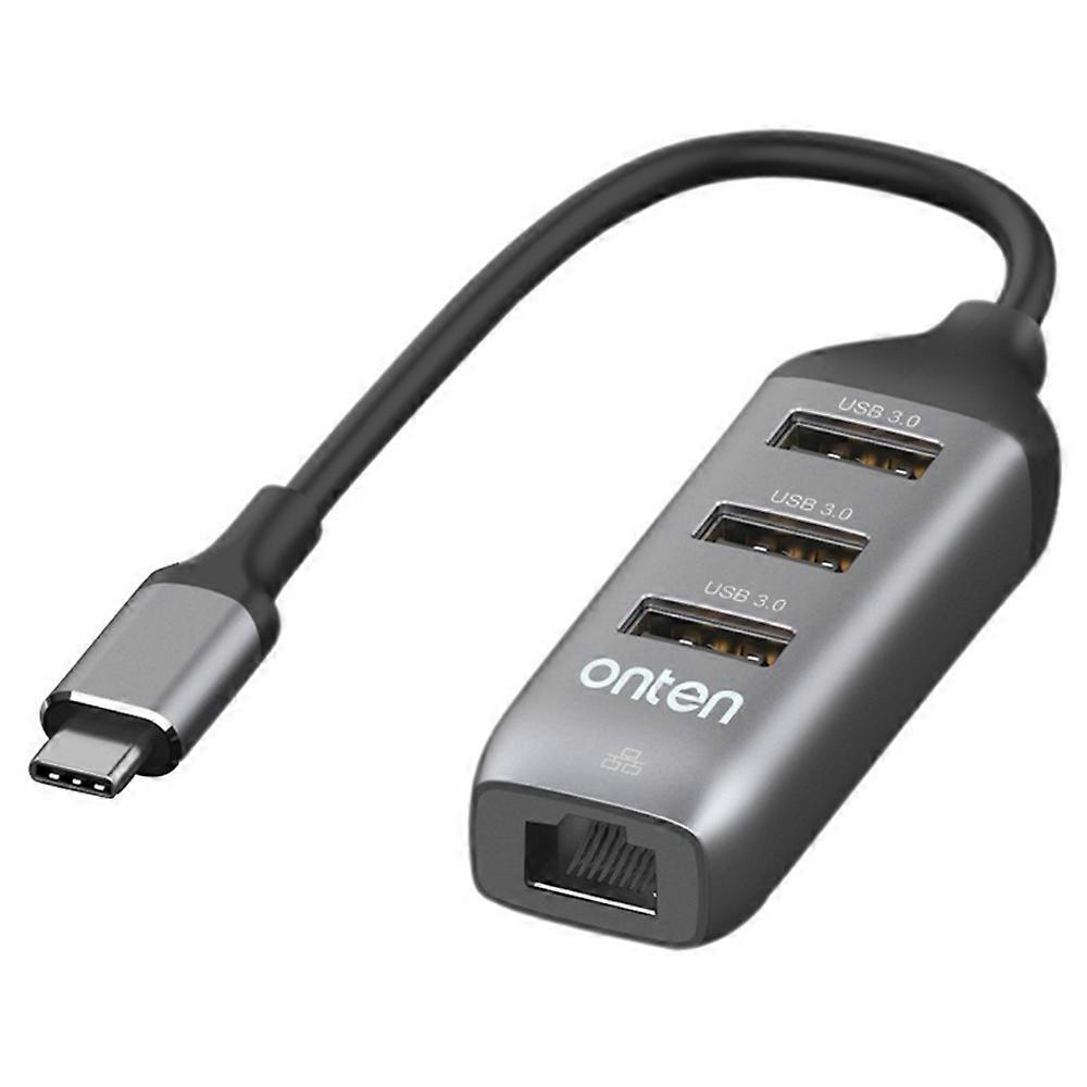ONTEN 95118R TypeC to RJ45 Gigabit Ethernet Port+3xUSB3.0 Hub 1000M Network Adapter