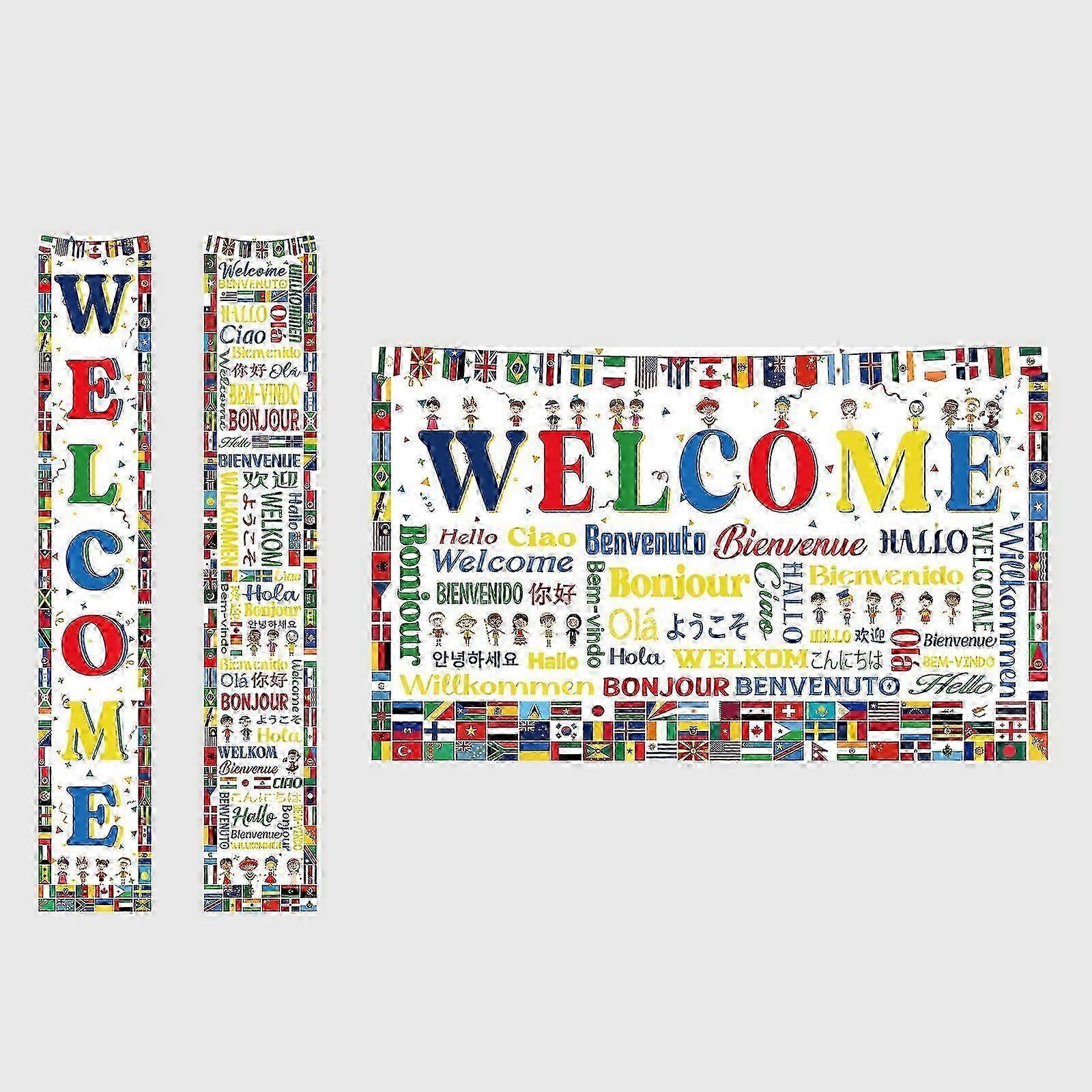 f 2pcs Multi-national Flag couplet + 1pcs Background Cloth