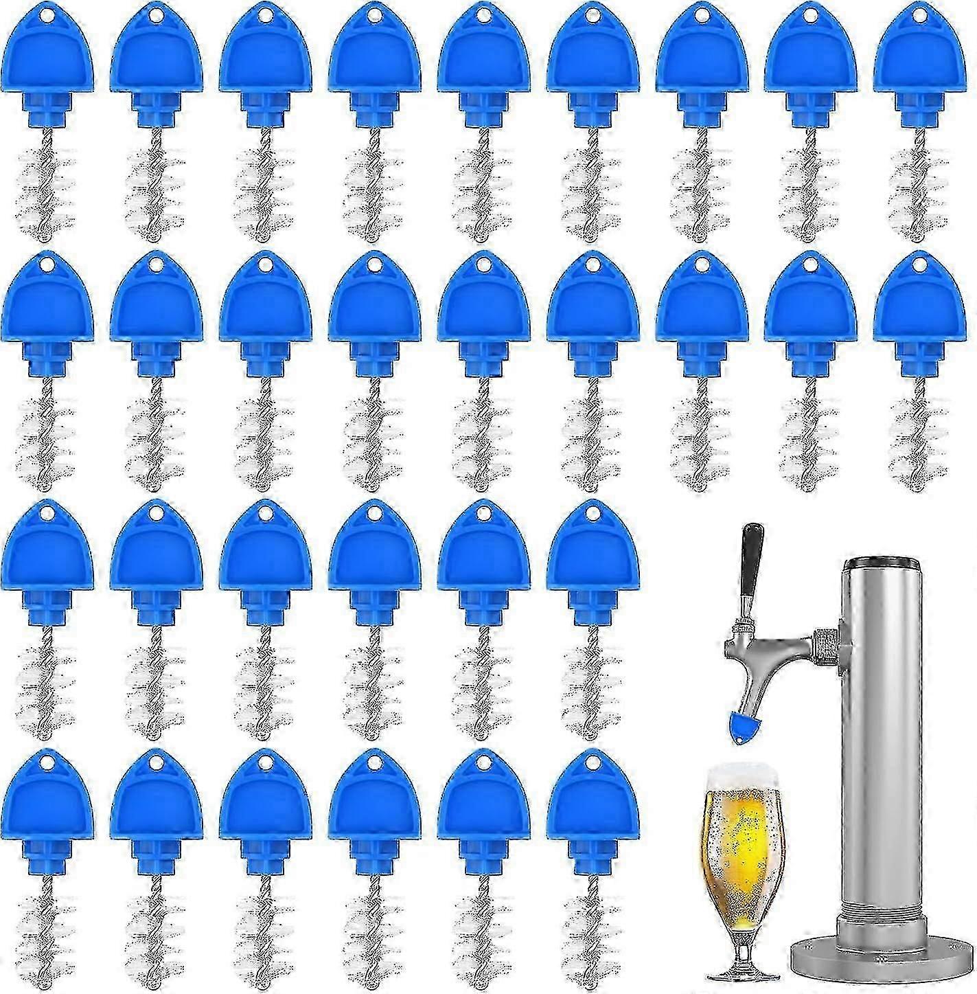 Pack de 30 capuchons de brosse de robinet de bière - Brosse de nettoyage pour couvercle de robinet de bière pression Entretien du robinet de bière mousseux