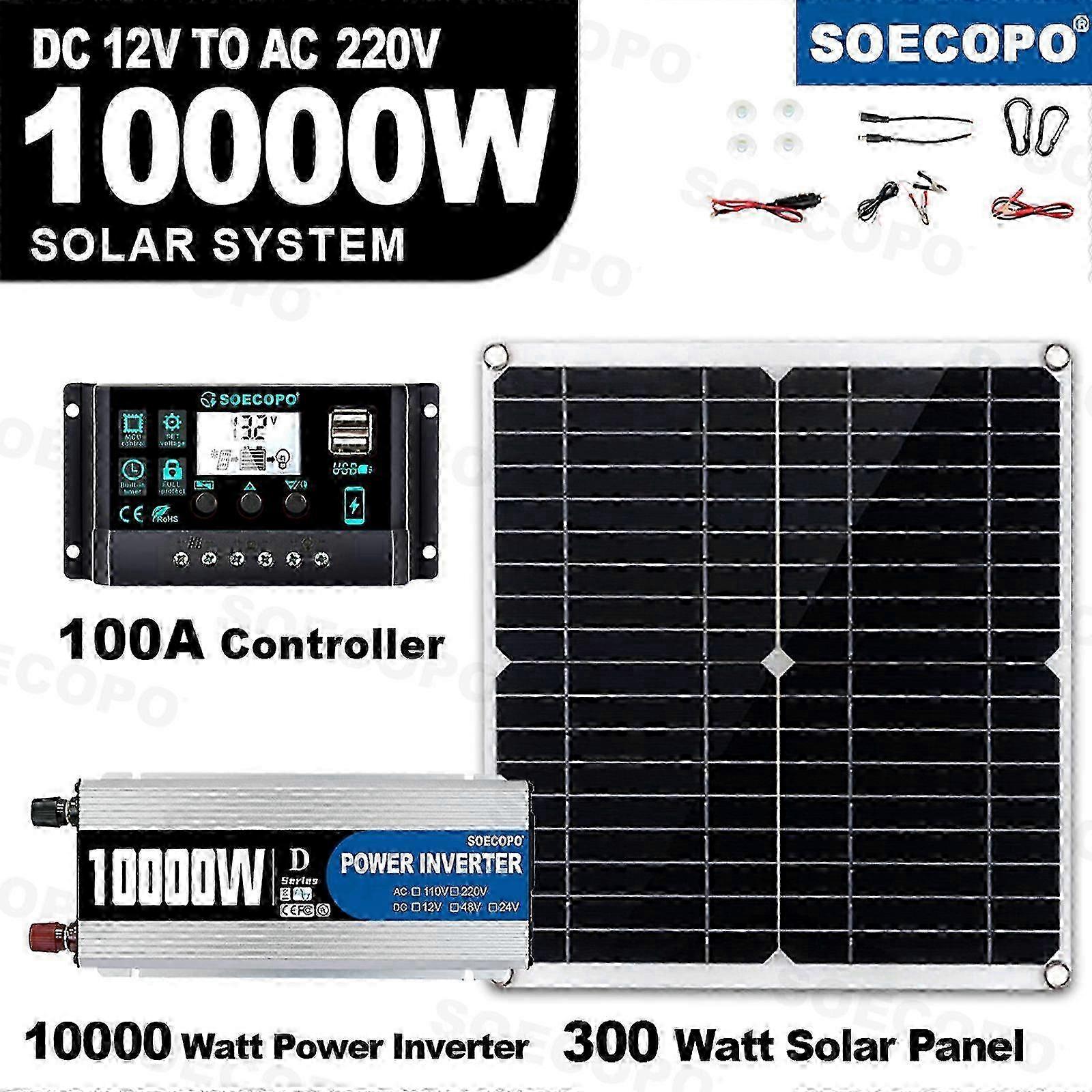 10000W 100A 220V Solar Panel Kit Complete Solar Generator Home Grid System Model 25-26