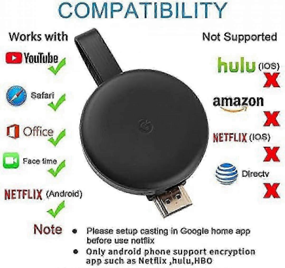 Wireless Display Receiver Converts 1080p Hdmi WiFi Media Streamer Adapter Support Chromecast YouTube Netflix Hulu Plus Airplay Dlna Tv Stick for Andro