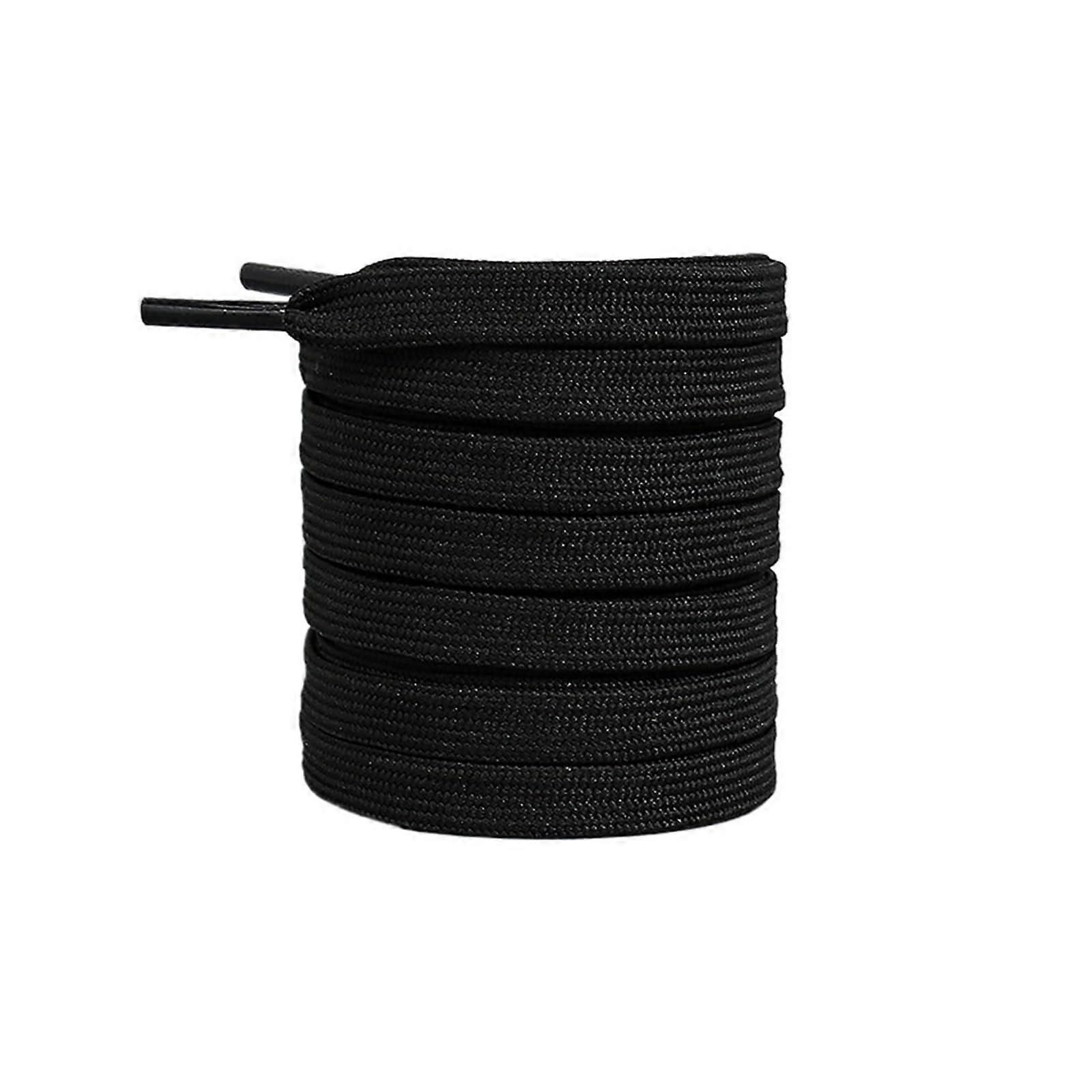 Flat Shoelaces Rubber Elastic Bands for Sneakers and Canvas Shoes White Black 160cm Double Layer