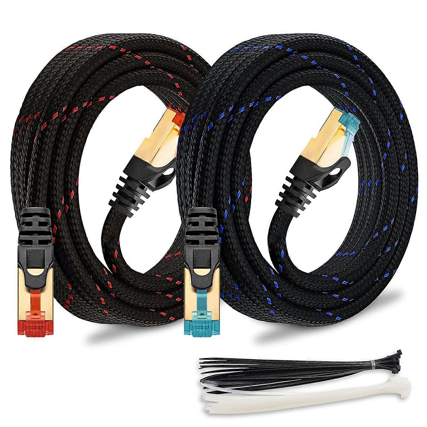 Cat 7 Ethernet Cable for Gaming 15ft Braided LAN Network Patch Cord Wire, High Speed Internet Cables