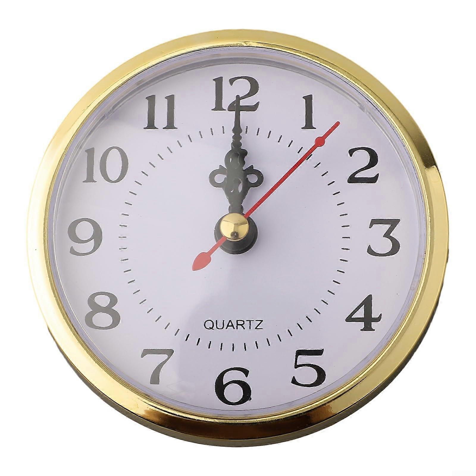 Quartz Clock Insert with Arabic Numerals Silent Movement for DIY  Gold Trim White Face 90mm