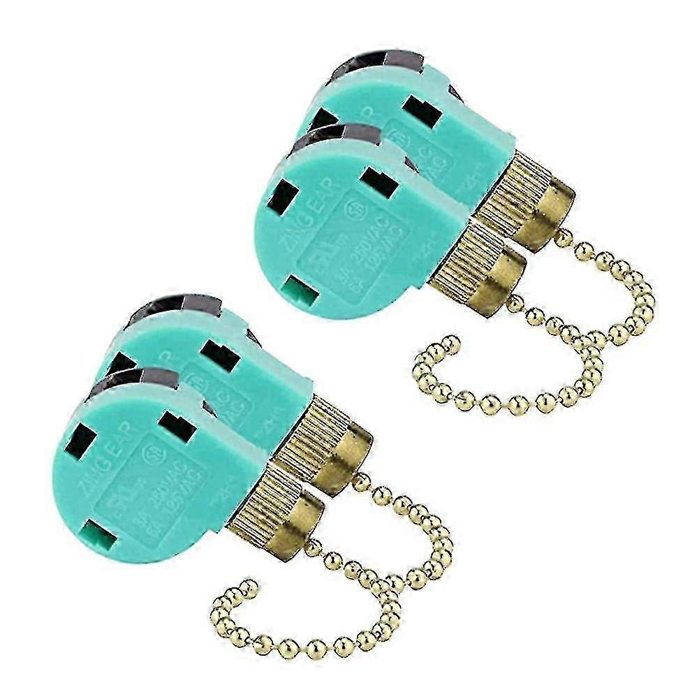 4pcs Ceiling Fan Switch Ear Ze-268s6, 3 Speed 4 Wire Speed Control Pull Chain Cord Appliances Switc f74