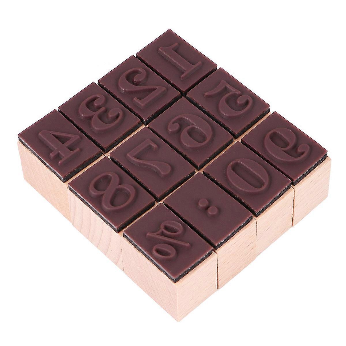 Wooden Journal Seal Stamp Number Design for Decoration 1Set Assorted Color