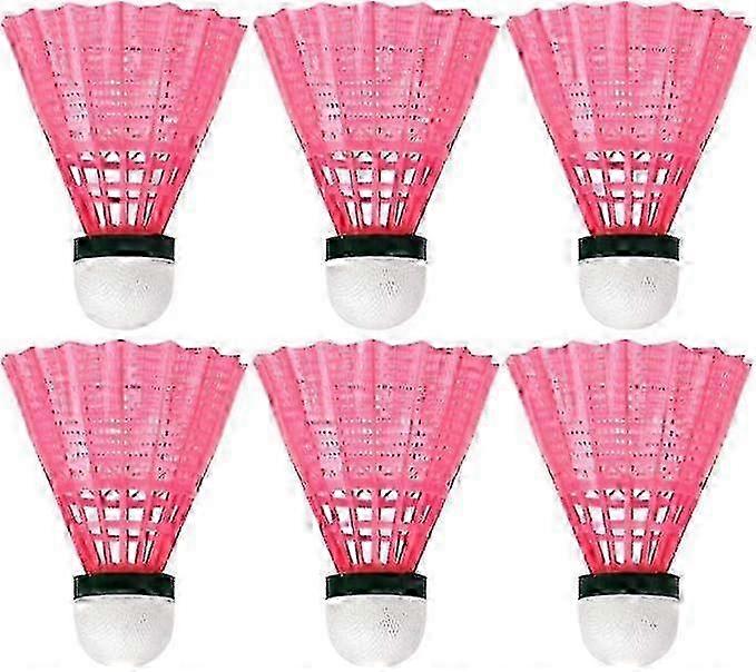 Durable Plastic Badminton Shuttlecocks for Sports Training, Stable Flight, 6-Pack (Red)