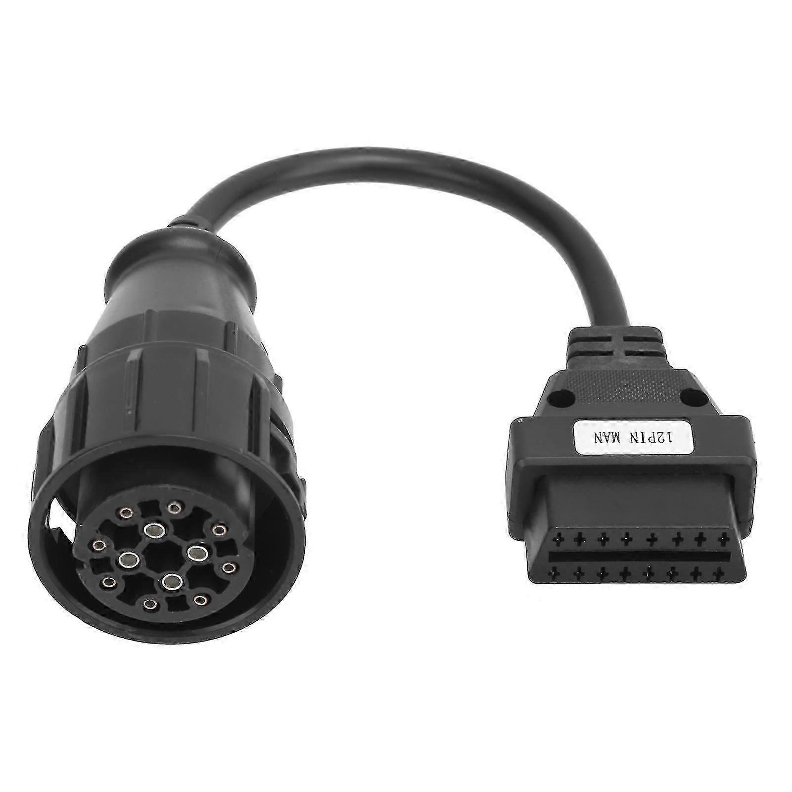 OBD2 12-pin to 16-pin Diagnostic Adapter for Truck Extension Cable - Replacement for Delphi