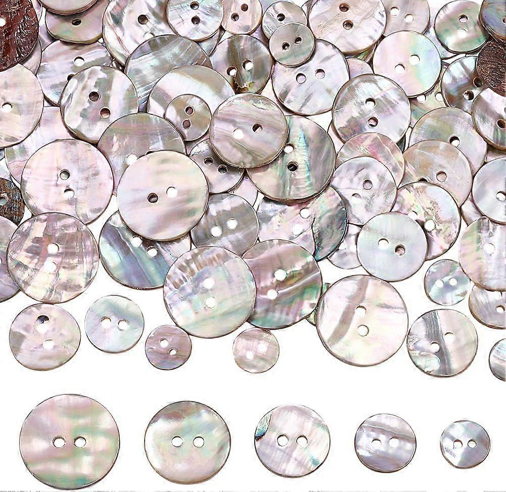 100pcs 5 Sizes Round Shell Buttons 10/12/15/18/20mm Natural Shell Buttons 2-Hole Sewing Buttons Craft Seashell Buttons for Cloth Coats Suits Jacket Bl