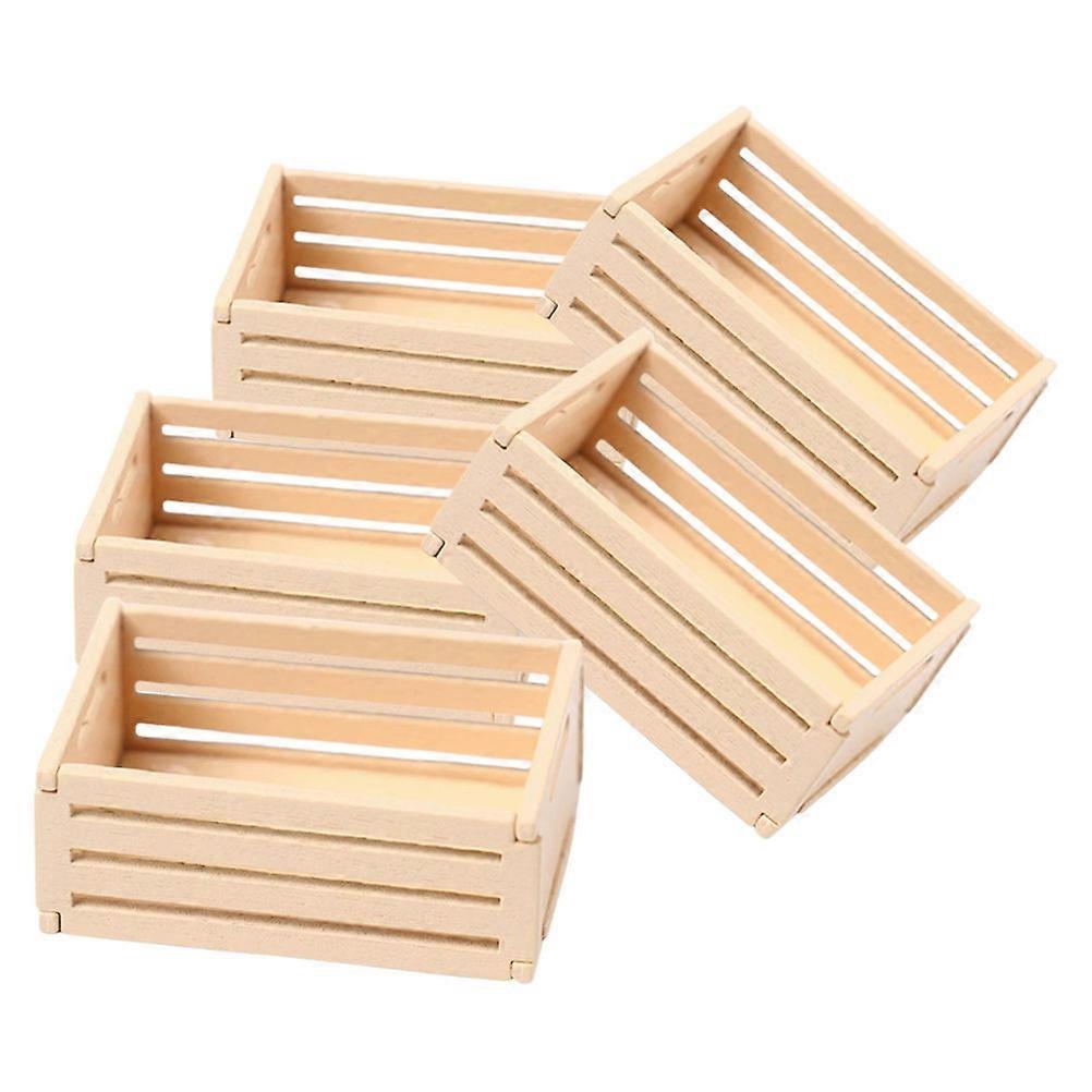 Wooden Storage Crate for Storage 5Pcs Mini Wooden Crates for Dollhouse Setup