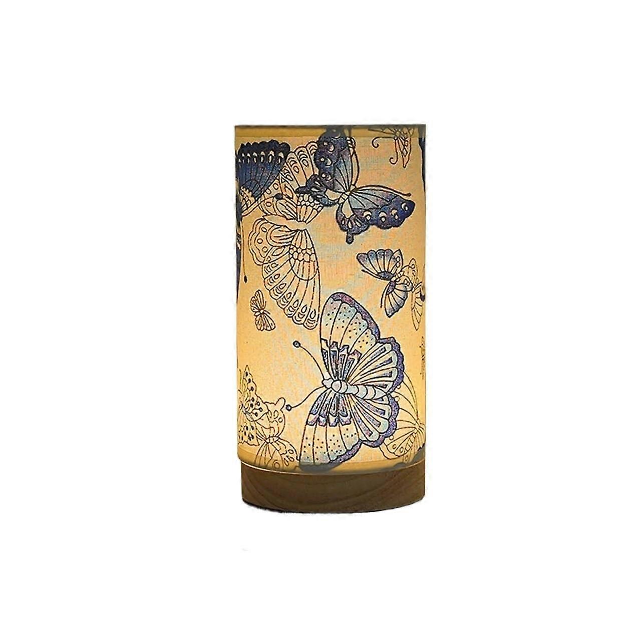 Bedside Table Lamp with Fabric Shade and Warm Ambient Lighting, ThreeColor Vintage Design