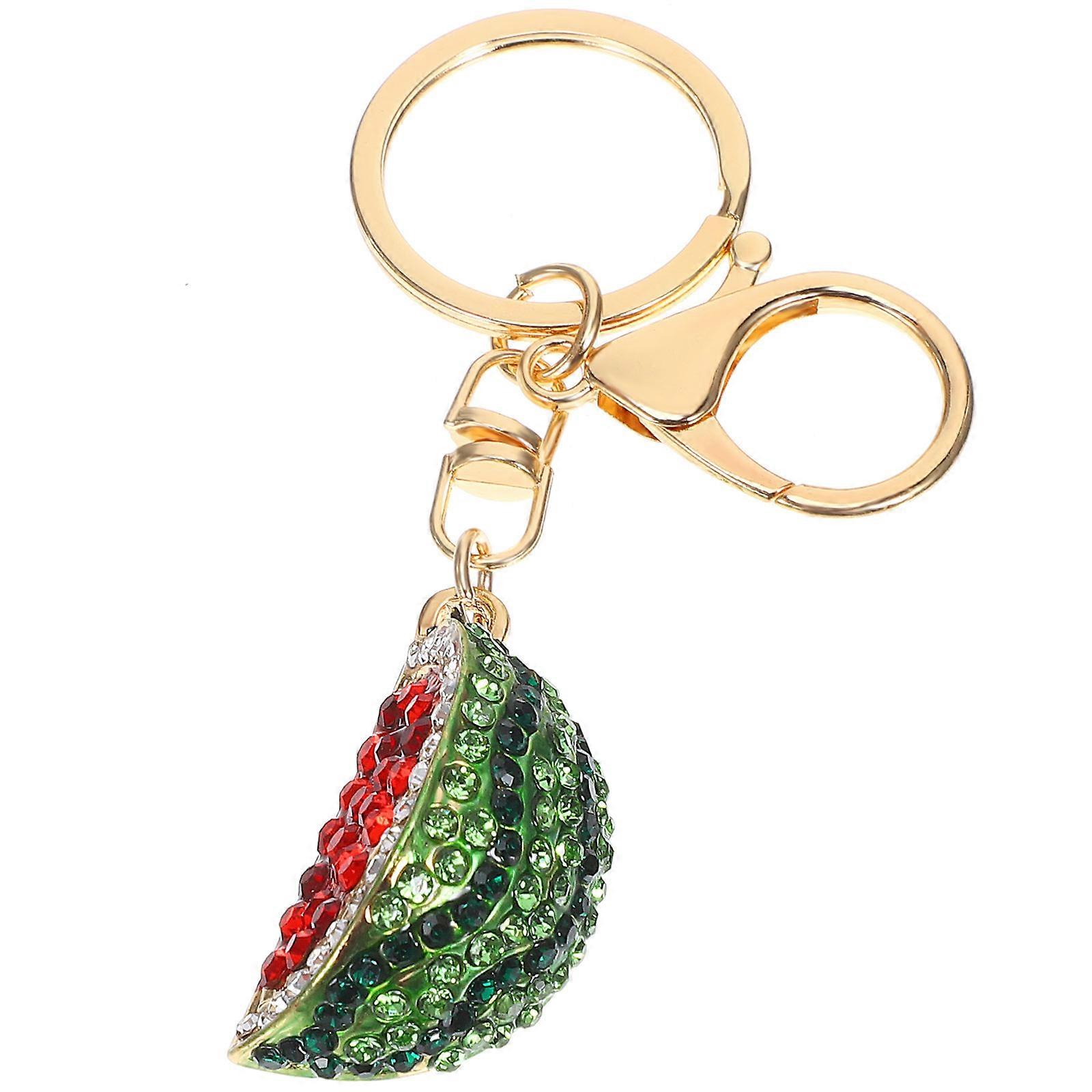 Vandmelon nøglering Sød Mini Simulation Frugt nøglering Vedhæng Skinnende rhinsten Vandmelon Vedhæng