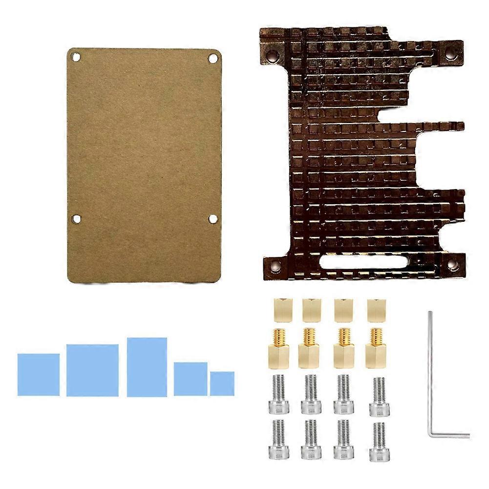 For Raspberry Pi 3B Pure Copper Heatsink Protective Case Passive Cooling Protective Shell Metal Enclosure for RPi 3B