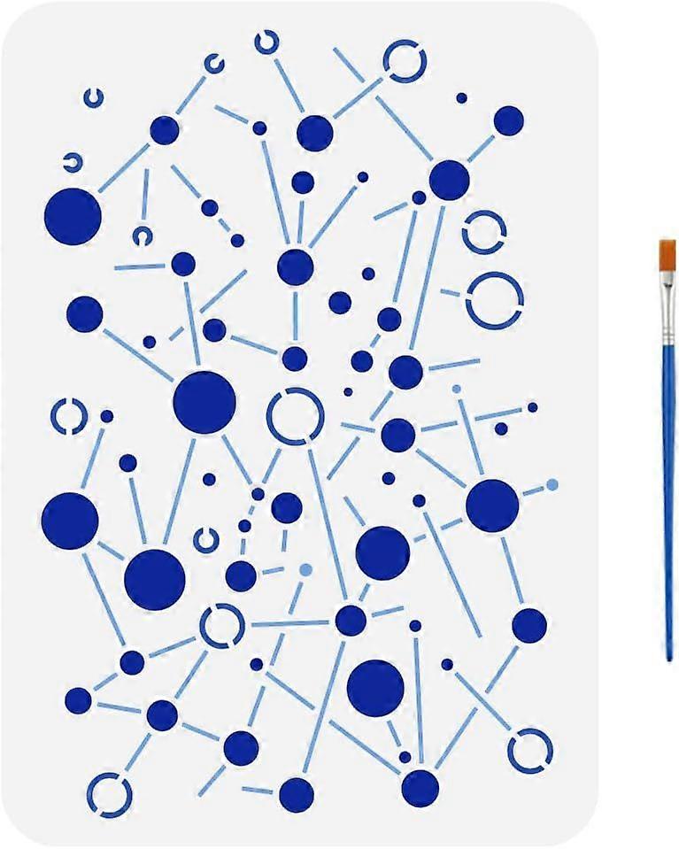 Retro Comets Painting Stencil with 1Pc Plastic Paint Brush 8.3x11.7inch Reusable Stars Pattern Drawing Template Science Fiction Theme Stars Stencils f
