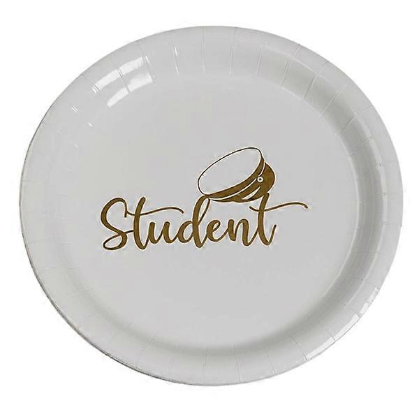 Paper plate "Student" White / Gold 23cm 8-pack White