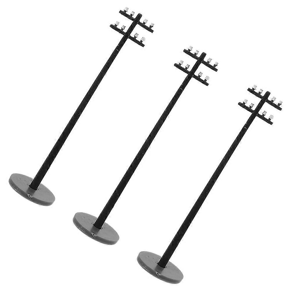 Train Layout Telephone Pole Model for Micro Landscape Decor 3Pcs Grey