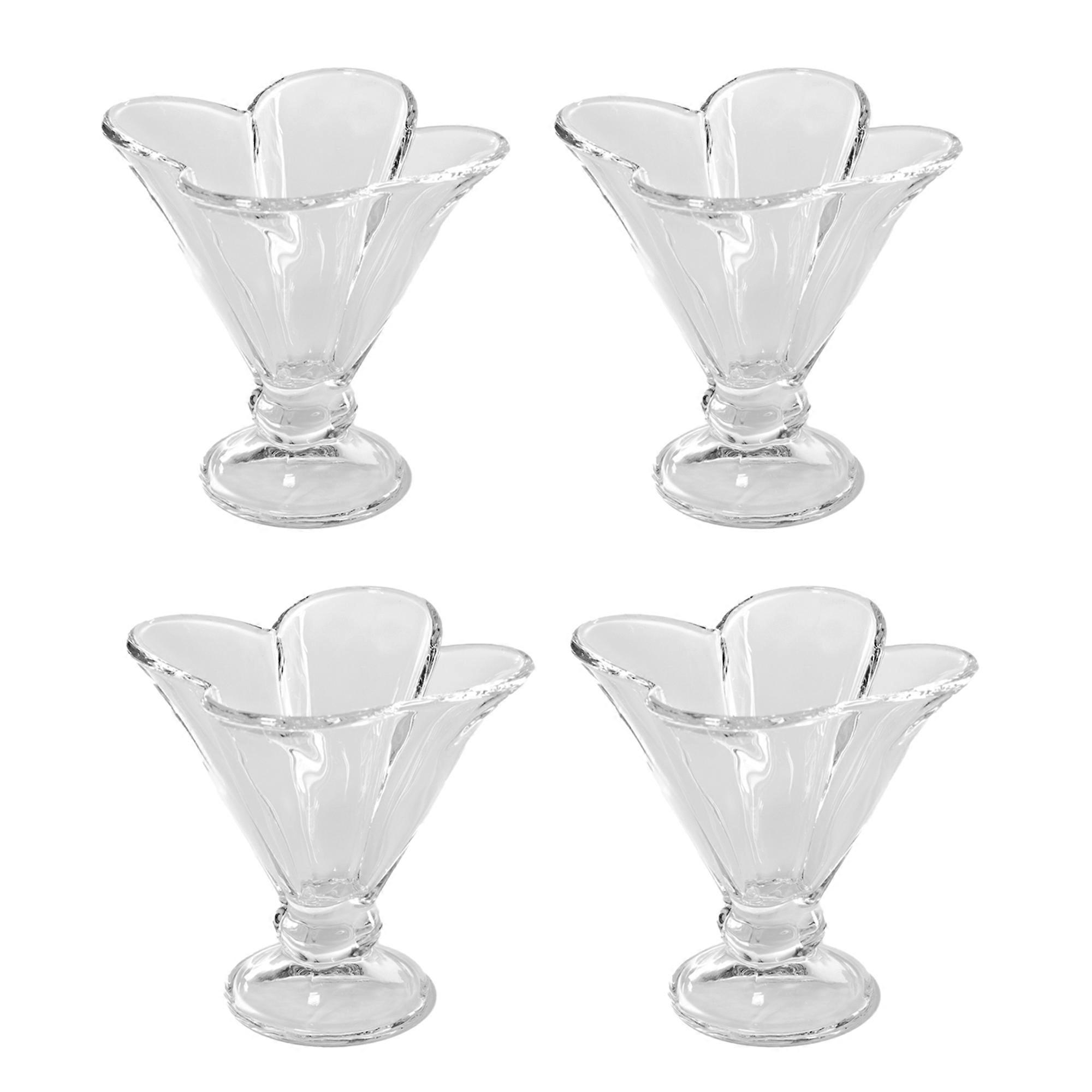 Set of 4 Glass Ice Cream Bowls - 12.2 x 11.2 cm - 150 ml - Ice Cream Glasses Ice Cream Cups Dessert Glasses with Stand