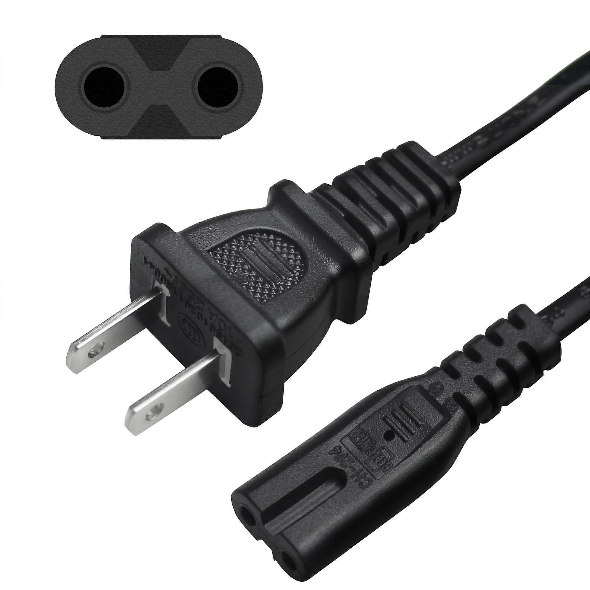AC Power Cord 10ft 2 Prong Universal Cable for PS5 Xbox One TV Printer 7A 125V Durable