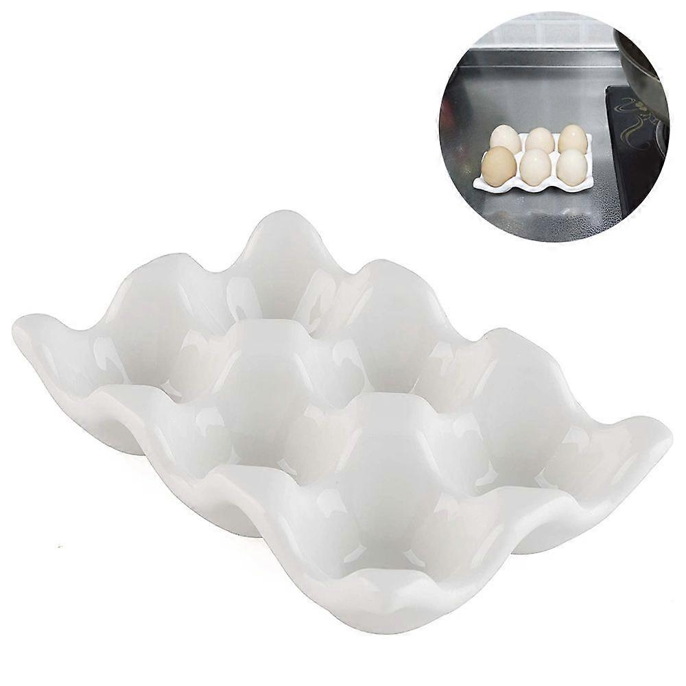 Ceramic Refrigerator Egg Holder, White