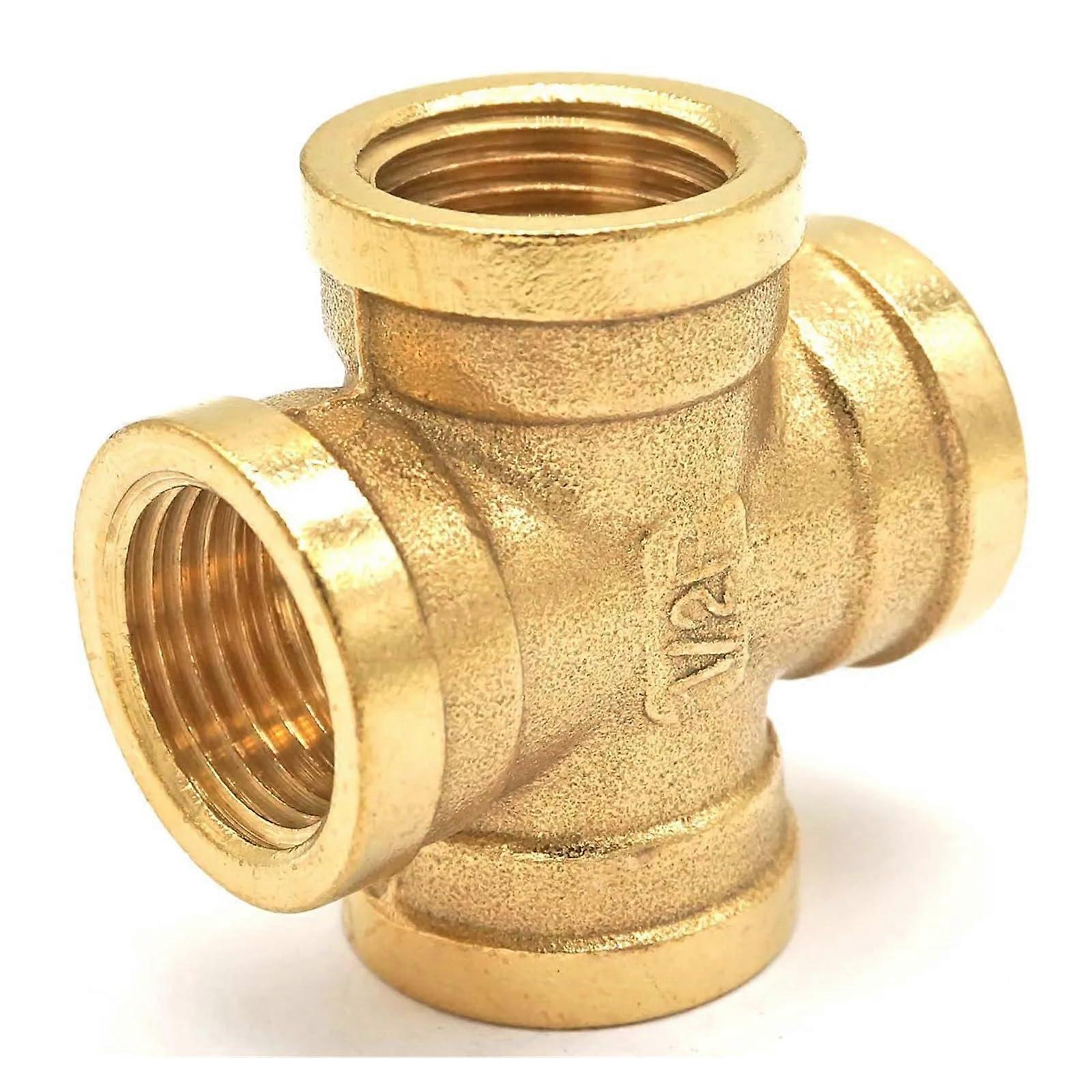 3/8" BSP Female Brass Equal Cross Pipe Connector Fitting Coupler for 4-Way Plumbing Applications