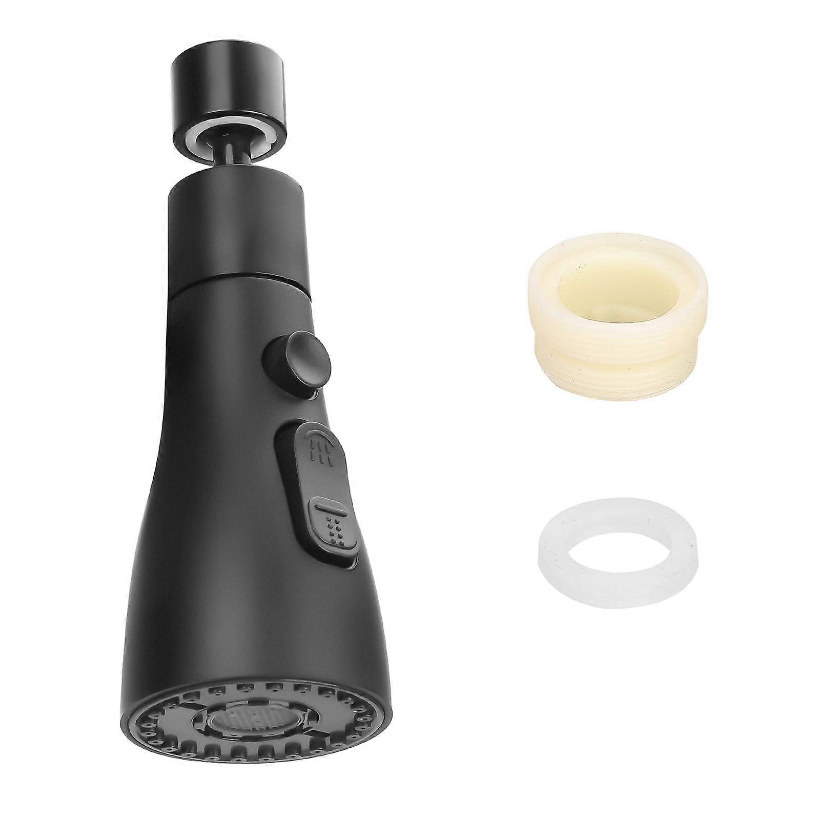 Kitchen Faucet Sprayer Head Replacement with 3 Modes, 360° Swivel, Frosted Black Finish
