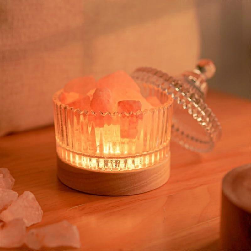 Himalayan Salt Lamp USB Powered with Remote, Hand Carved Crystal Rock, Adjustable 3Color Light