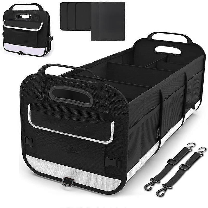 Trunk Organizer for Car, 95L Large Capacity Storage with Non-Slip Bottom Strips and 2 Retractable Straps