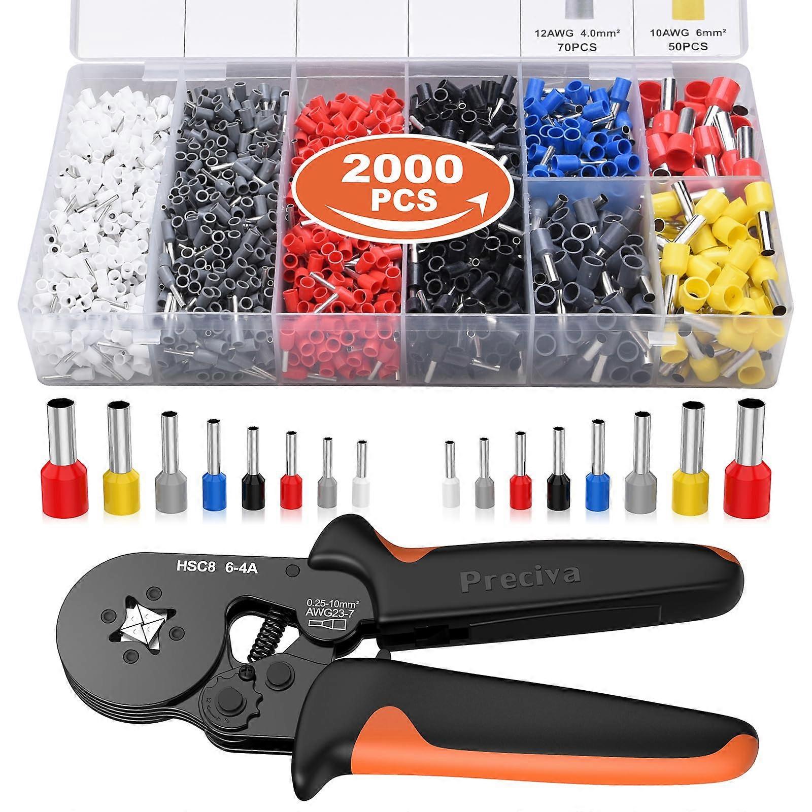 Ferrule Crimping Tool Kit with 2000 Wire Connectors, SelfAdjusting Ratchet Crimper AWG237