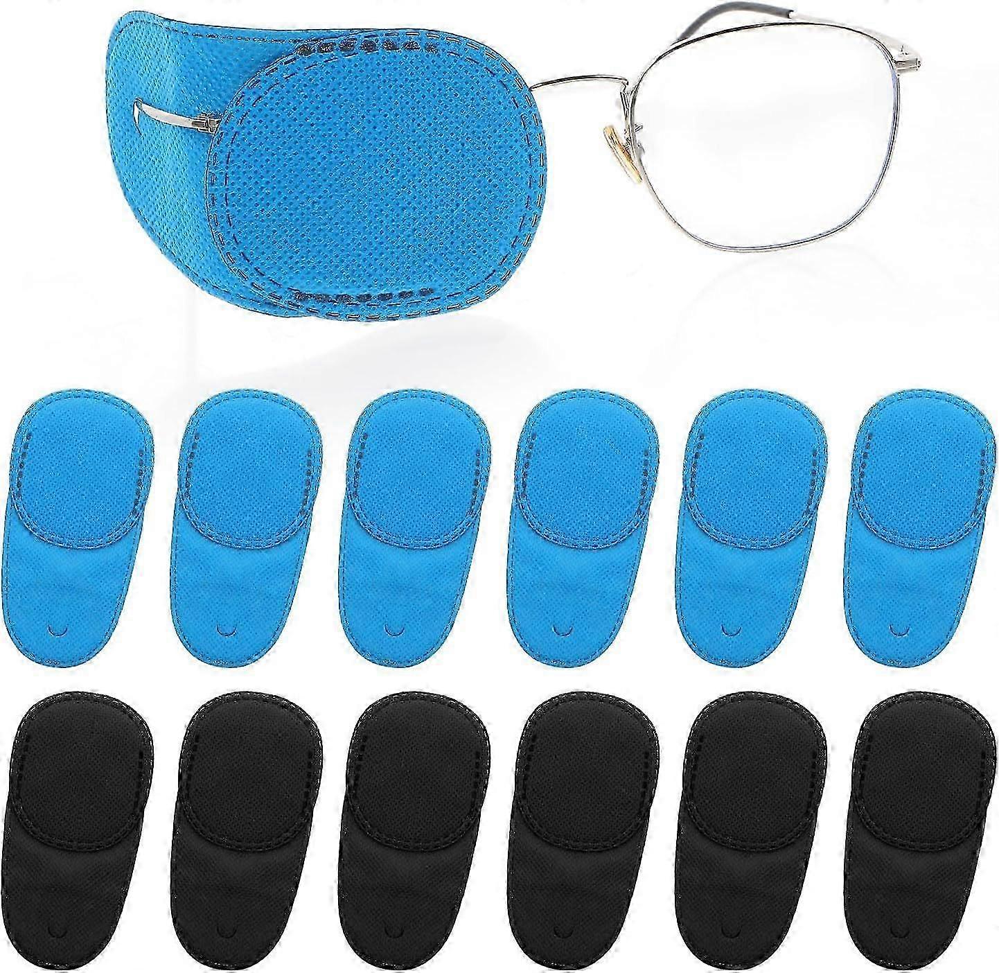 Dimeho 12Pcs Eye Patches for Glasses Reusable Medical Soft Eye Patch for Adult Kids Left Right Eye for Lazy Eye Amblyopia Strabismus and After Surgery