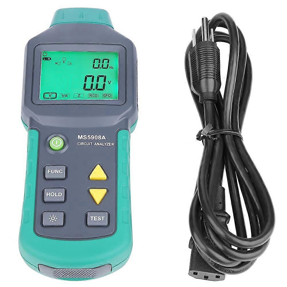 True RMS Voltage Circuit Analyzer with GFCI RCD Electrical Tester and Backlit LCD MS5908A US Plug